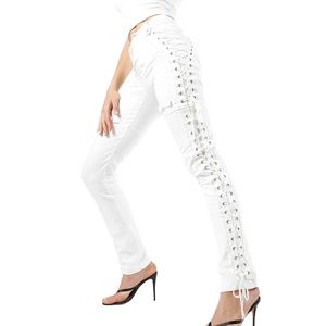 I am Gia white lace up pants